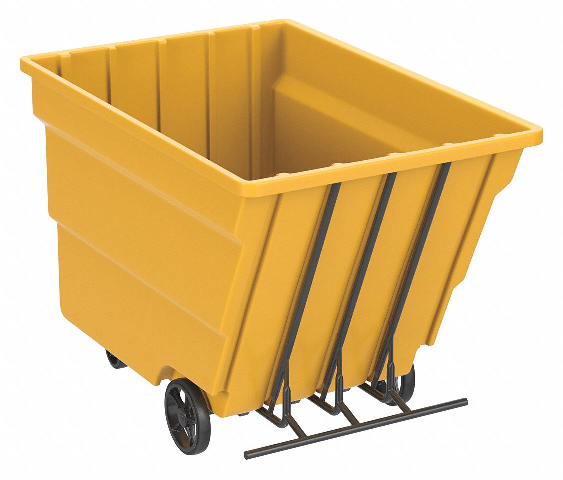 General Purpose Plastic Tilt Truck: 59 cu ft Cubic Foot Capacity, Orange, Raised