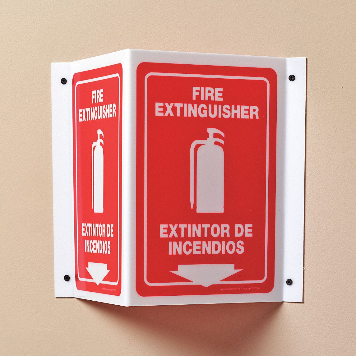 Fire Extinguisher Sign,12 x 9In,WHT/R