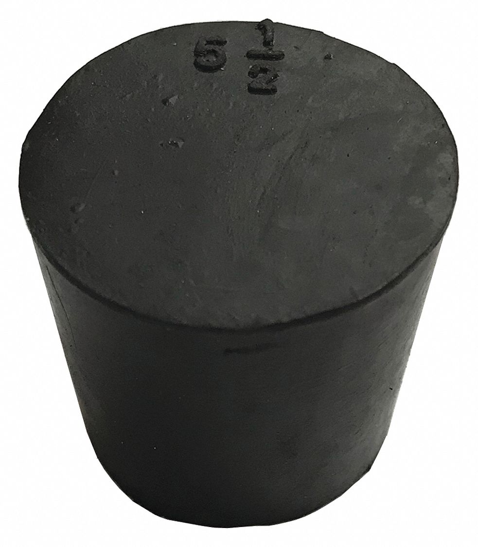 GRAINGER APPROVED Stopper, Black, 5.5 Stopper Size, 25 mm Neck Size