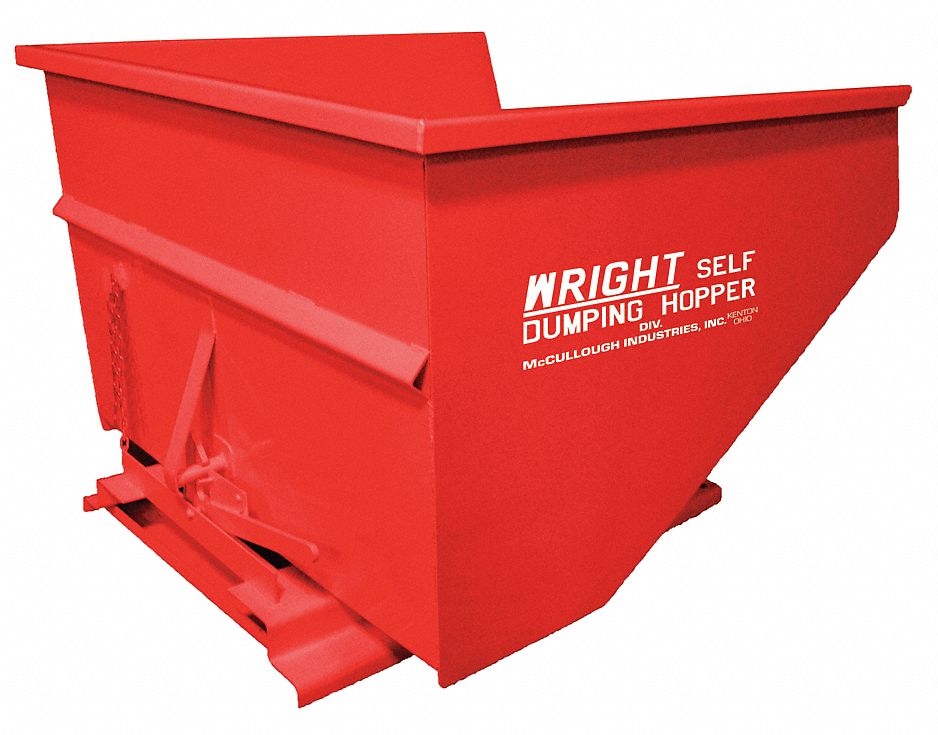 SELF DUMPING HOPPER, STANDARD, STEEL, LEVER, RED, 6000 LB CAPACITY