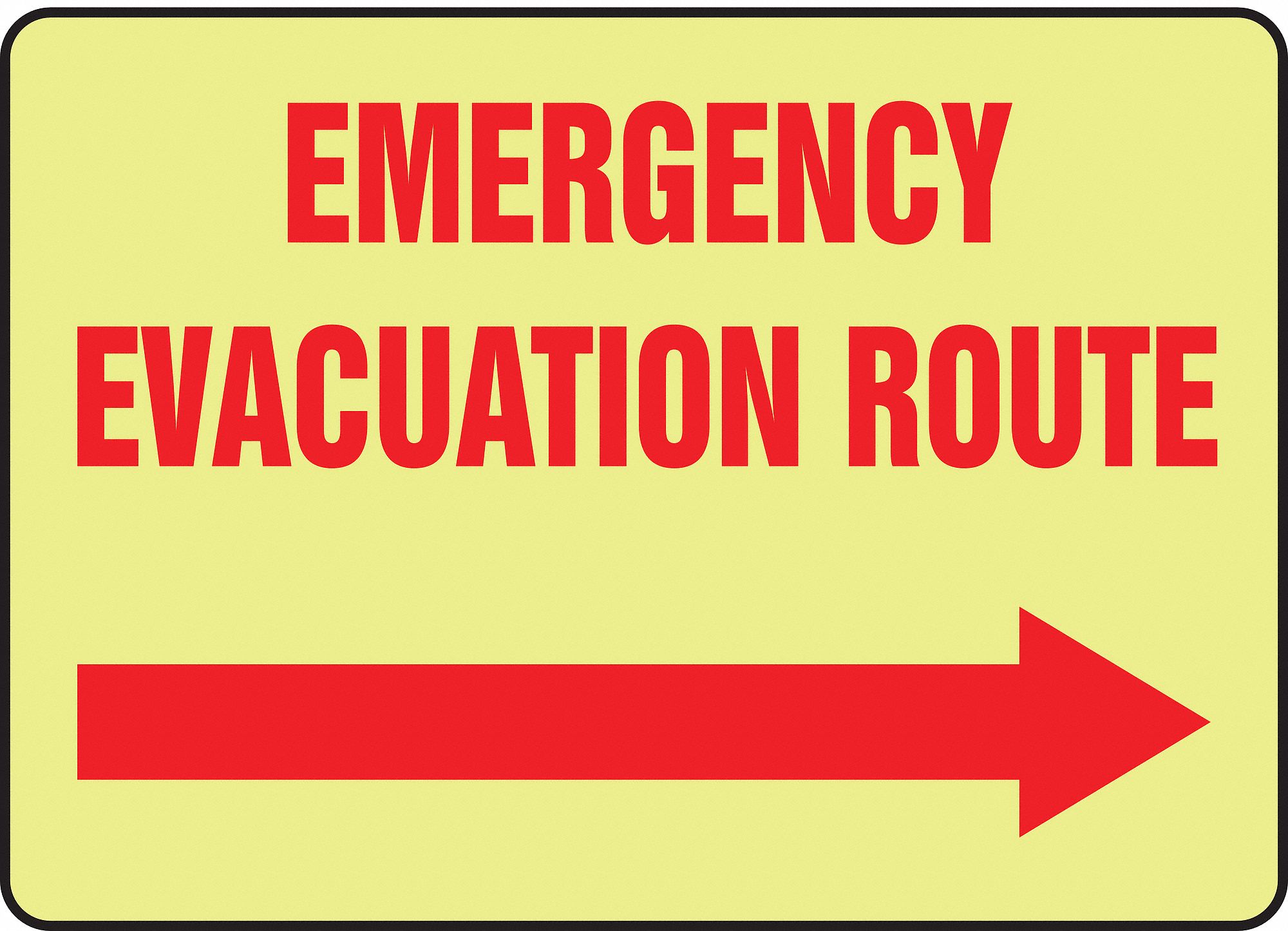 Evacuation Route Sign,14 x 10In,R/YEL