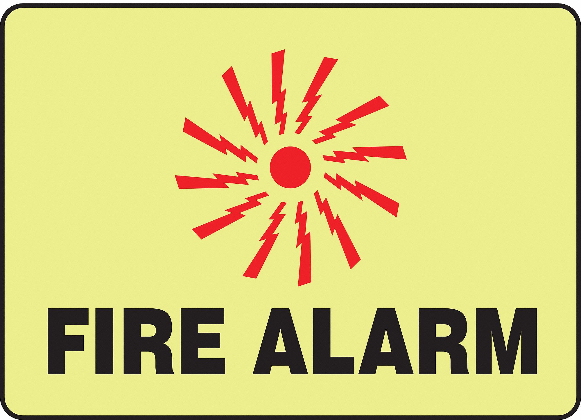 Fire Alarm Sign,10 x 14In,R and BK/YEL