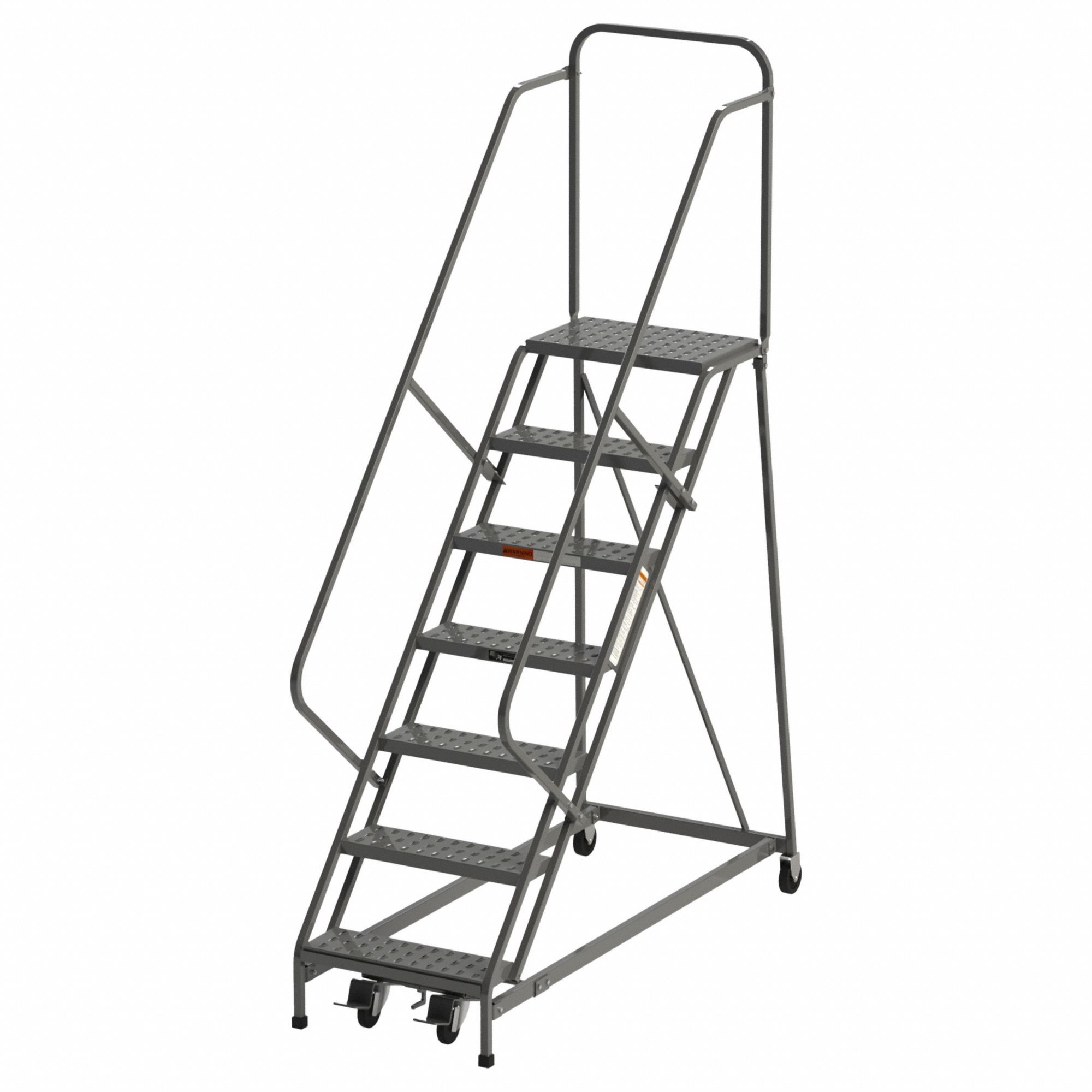 Rolling Ladder: 5.8 ft Platform Ht, Unassembled, Steel, Manual Lock, Perforated, 31 in x 72 in