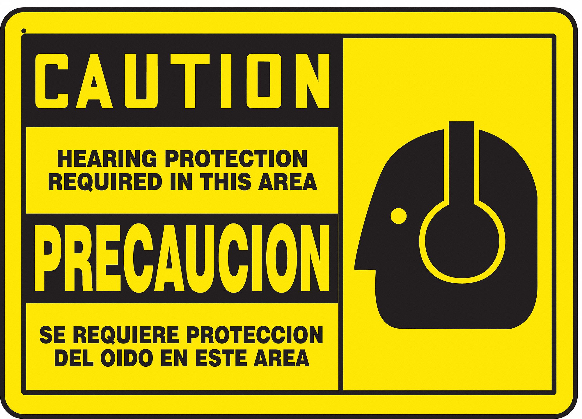 Caution Sign,10 x 14In,BK/YEL,Bilingual