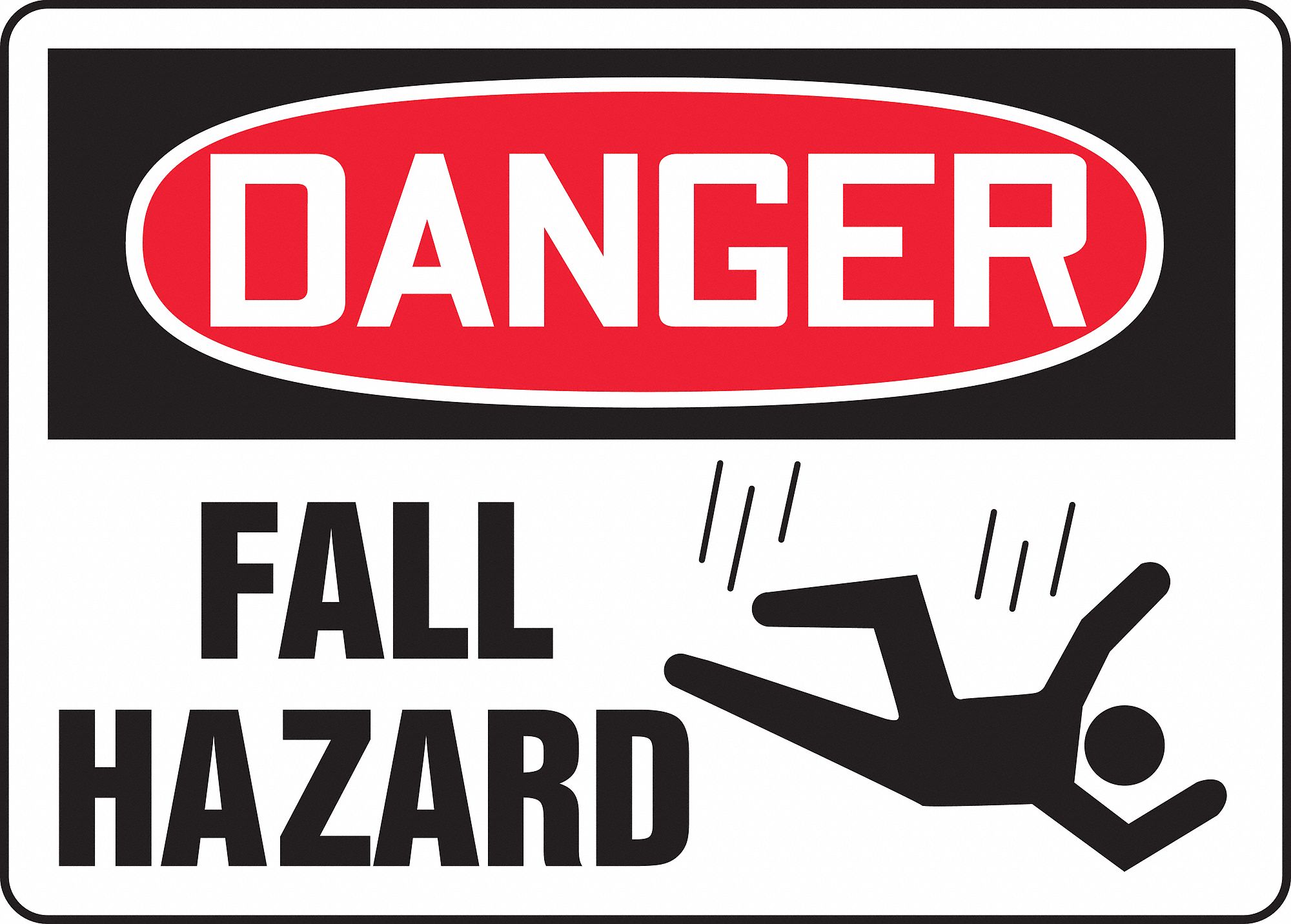 ACCUFORM Danger Sign, Fall Hazard, Header Danger, Rectangle, 10 in ...