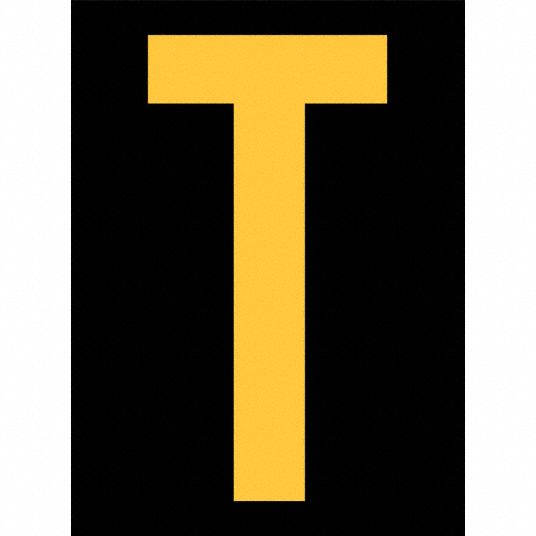 STRANCO INC Reflective Letter Label, T, Reflective Yellow on Black, 2 1 ...