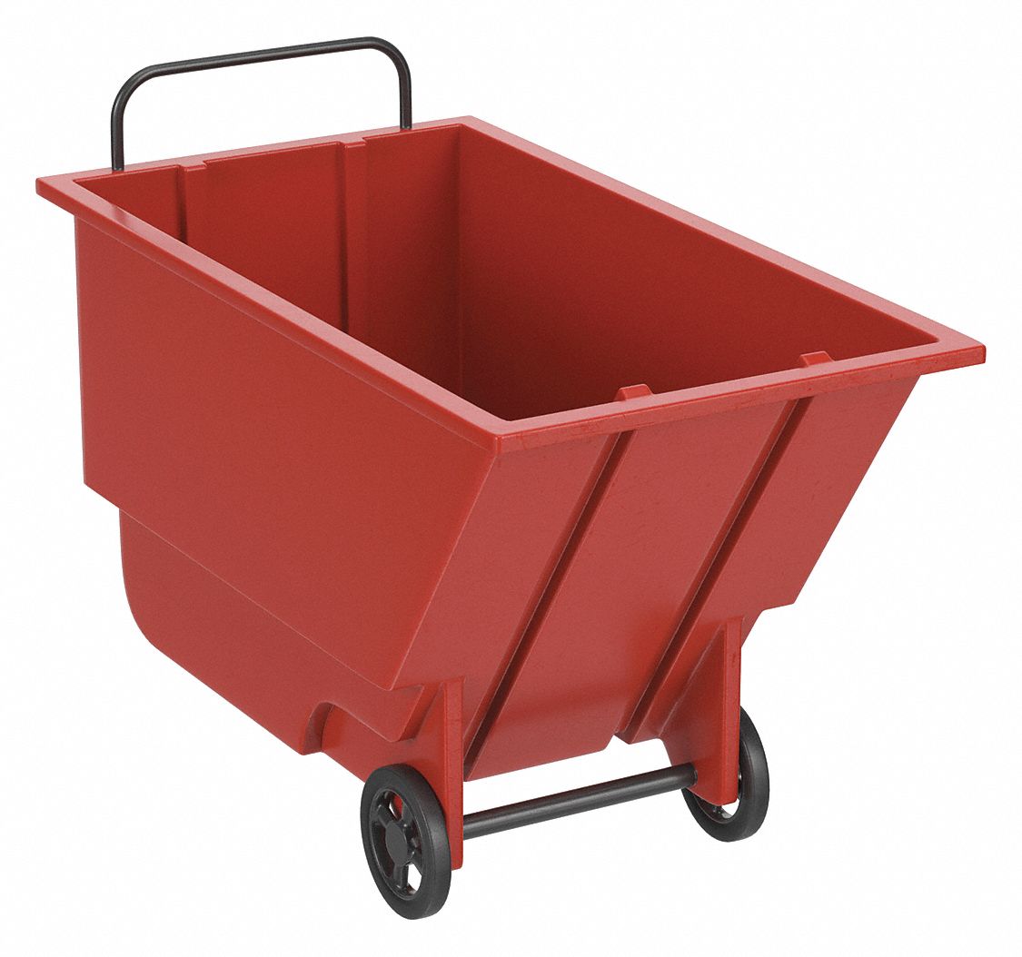 General Purpose Plastic Tilt Truck: 9 cu ft Cubic Foot Capacity, Red, Raised