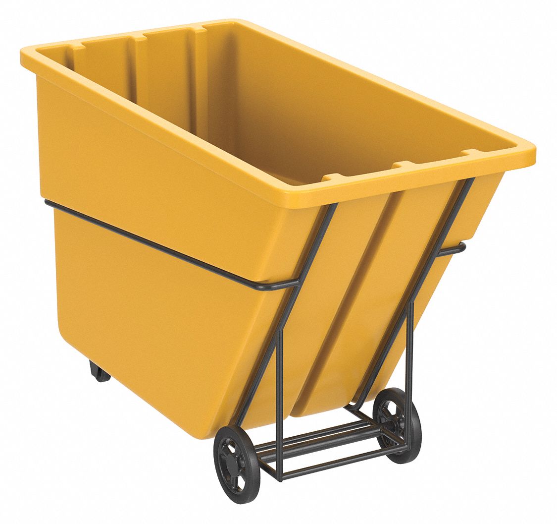 Plastic Tilt Truck: 16 cu ft Cubic Foot Capacity, 1, 500 lb Load Capacity, Orange