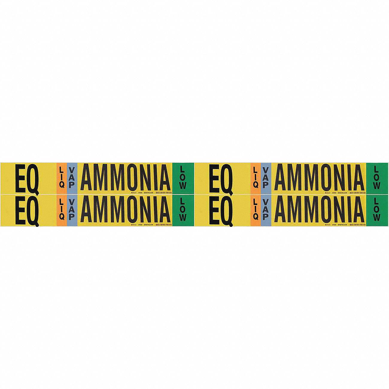 Pipe Marker: EQ, LIQ/VAP, Low, Fits 3/4 to 2 3/8 in Pipe O.D., 4 Pipe Markers, Without