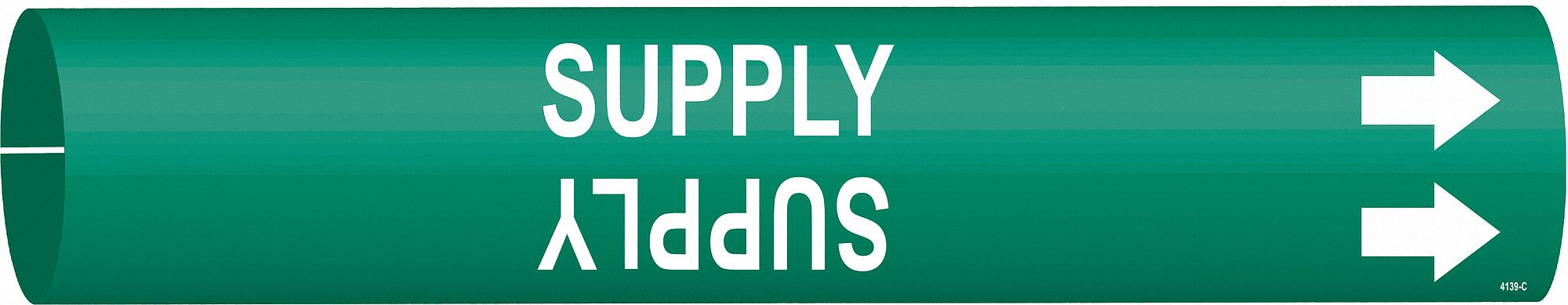 Pipe Marker: Supply, Green, White, Fits 2 1/2 to 3 7/8 in Pipe O.D., 1 Pipe Markers, With Arrows