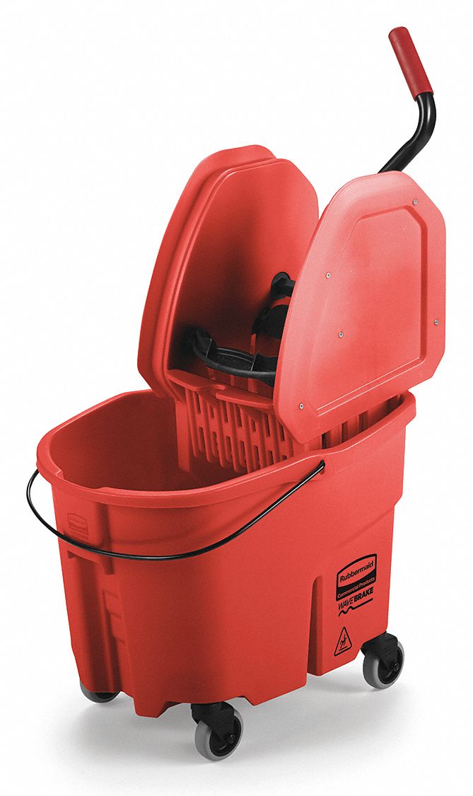 MOP BUCKET AND WRINGER,RED,8 3/4 GAL