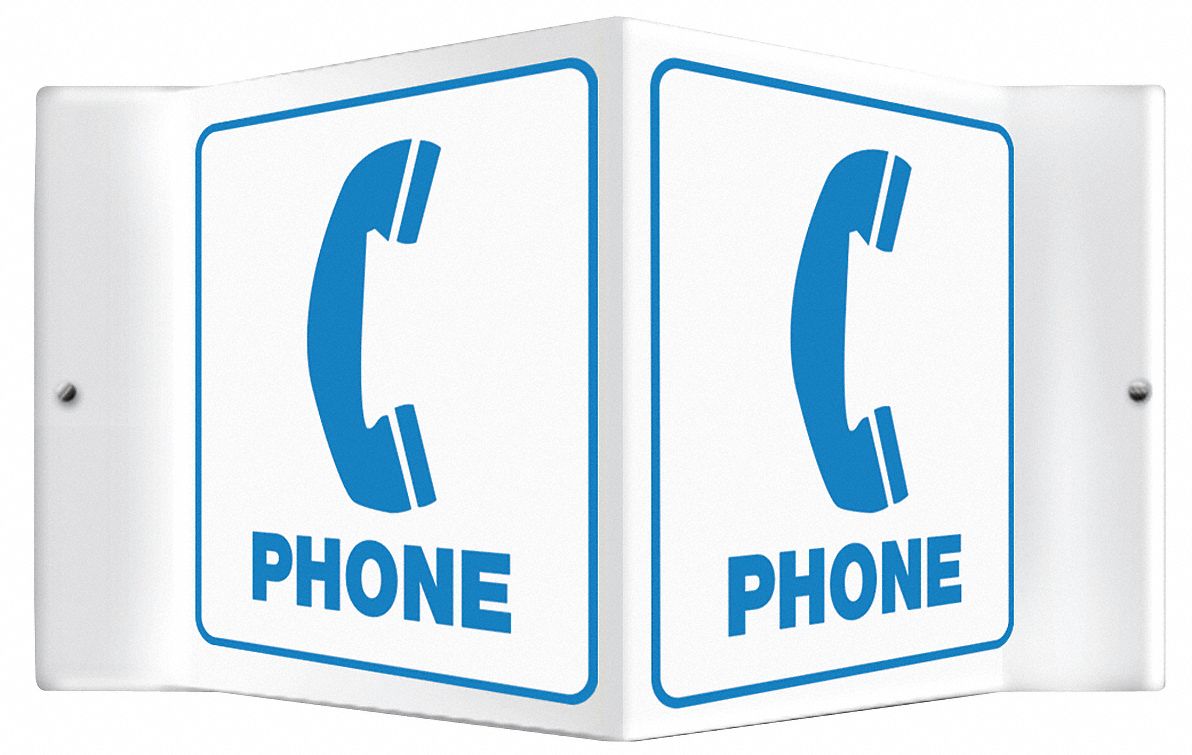 V-SHAPE PROJECTION SIGN, PLASTIC, 8½ IN WIDTH, 6 IN HEIGHT, WHITE, WITH MOUNTING HOLES, V-SHAPED