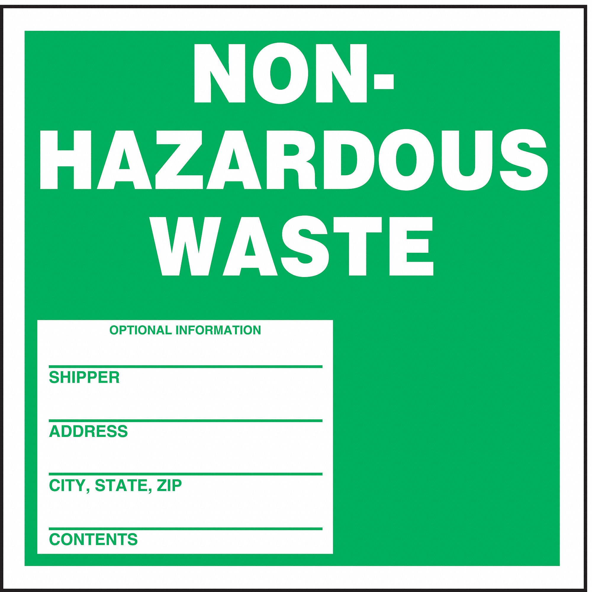 Nonhazardous Waste Label,6 In. H,PK25