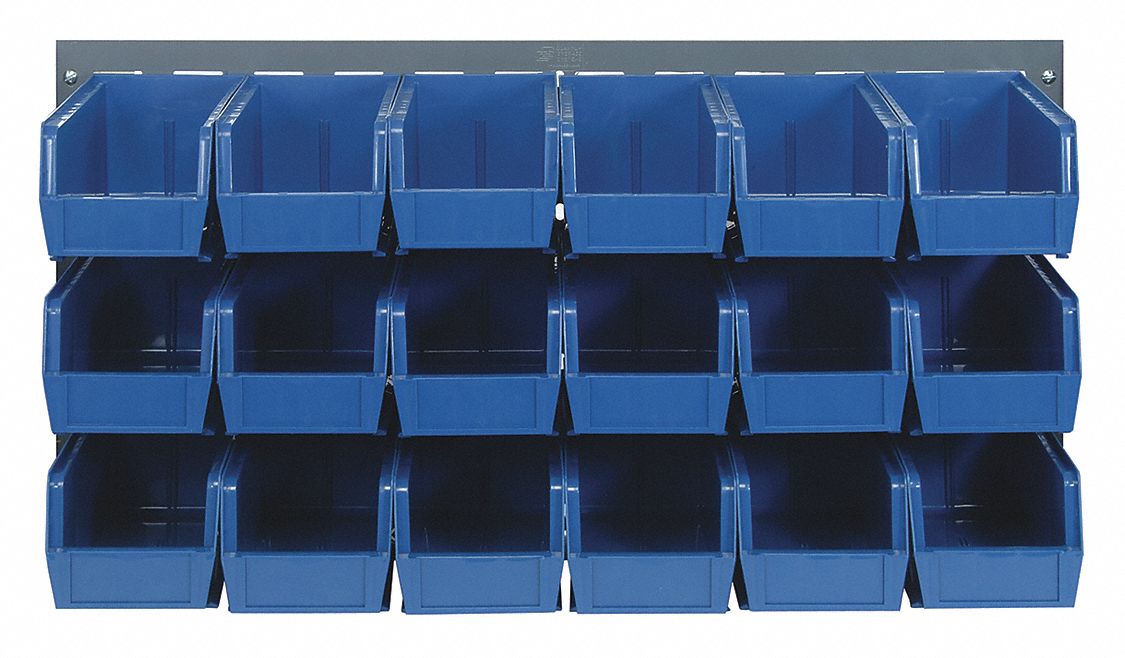 Louvered Panel: 20 in x 36 in x 1/4 in, 1 Sides, 18 Bins, Gray