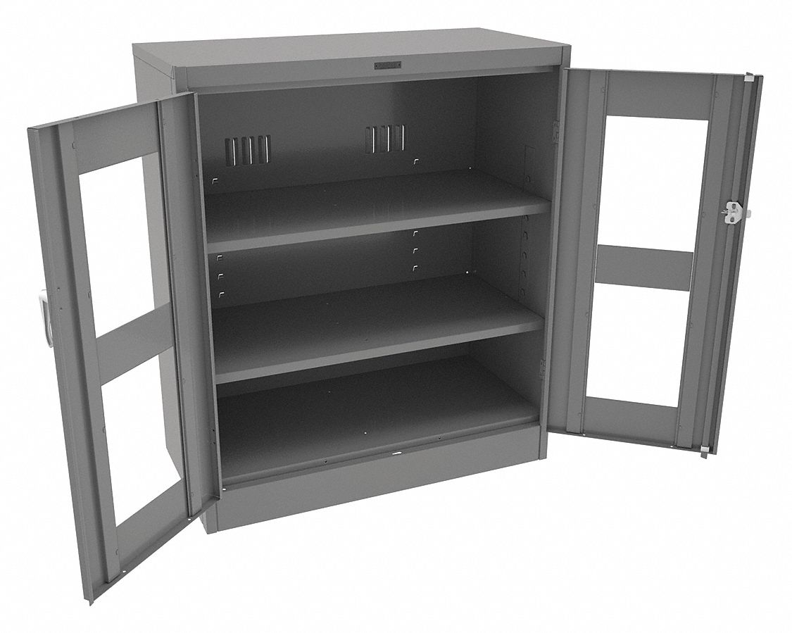 COUNTER HEIGHT STORAGE CABINET, GREY, 18 IN D X 36 IN W X 42 IN H