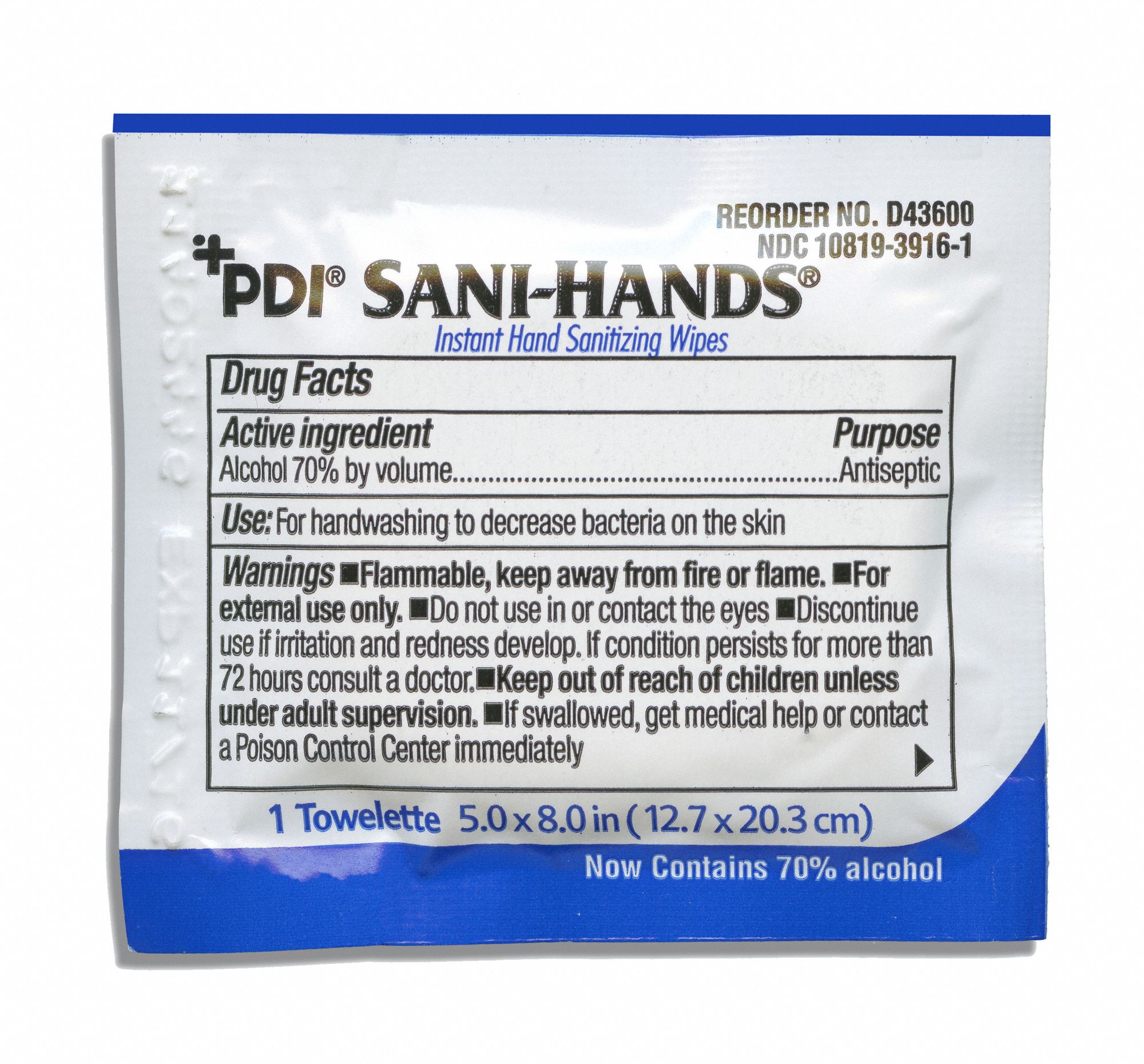 Sanitizer Wipes Alcohol 8.4 inL 5.5 inW