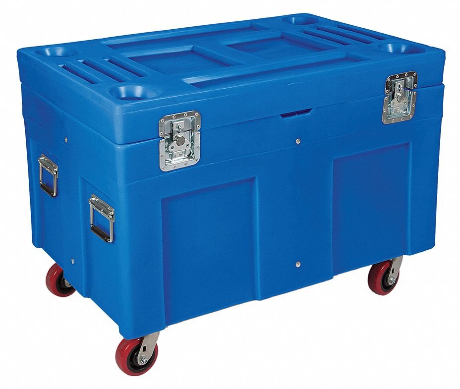 Mobile Storage Trunk: 112.2 gal, 30 in x 45 in x 34 in, Blue, Plastic, Rectangular