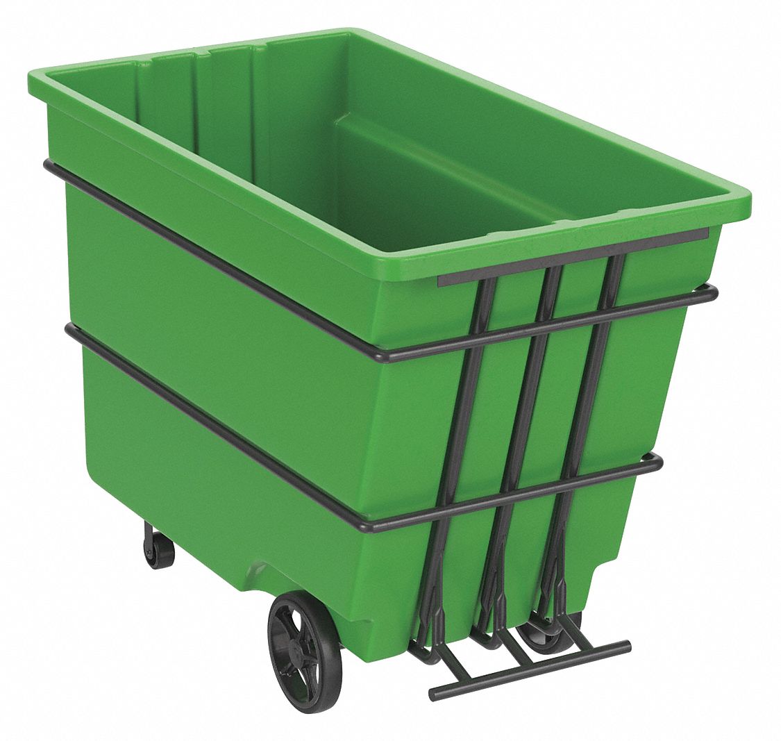 Plastic Tilt Truck: 50 cu ft Cubic Foot Capacity, 2, 200 lb Load Capacity, Green