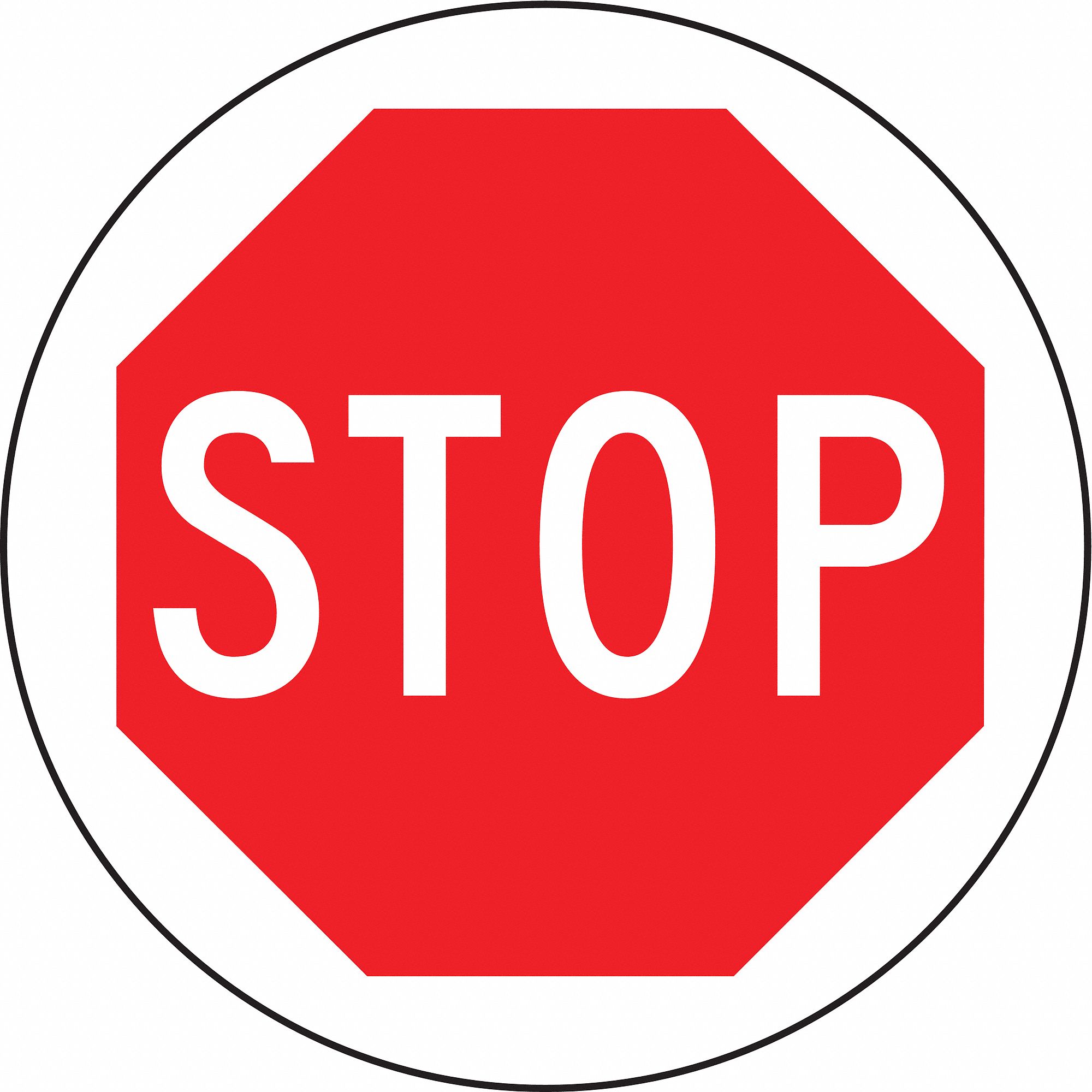 FLOOR SIGN, STOP, VINYL, ADHESIVE MOUNT, 8 IN X 8 IN NOMINAL SIGN SIZE, NOT RETROREFLECTIVE