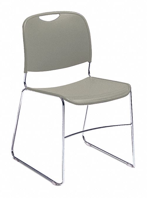 STACKING CHAIR,POLYPROPYLENE,GRAY,PK4