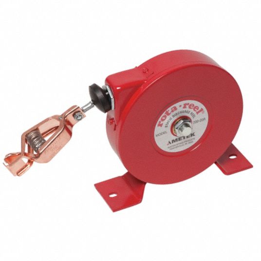 20 ft Retractable Grounding Wire Reel, Red, Cable Coated: No - Grainger