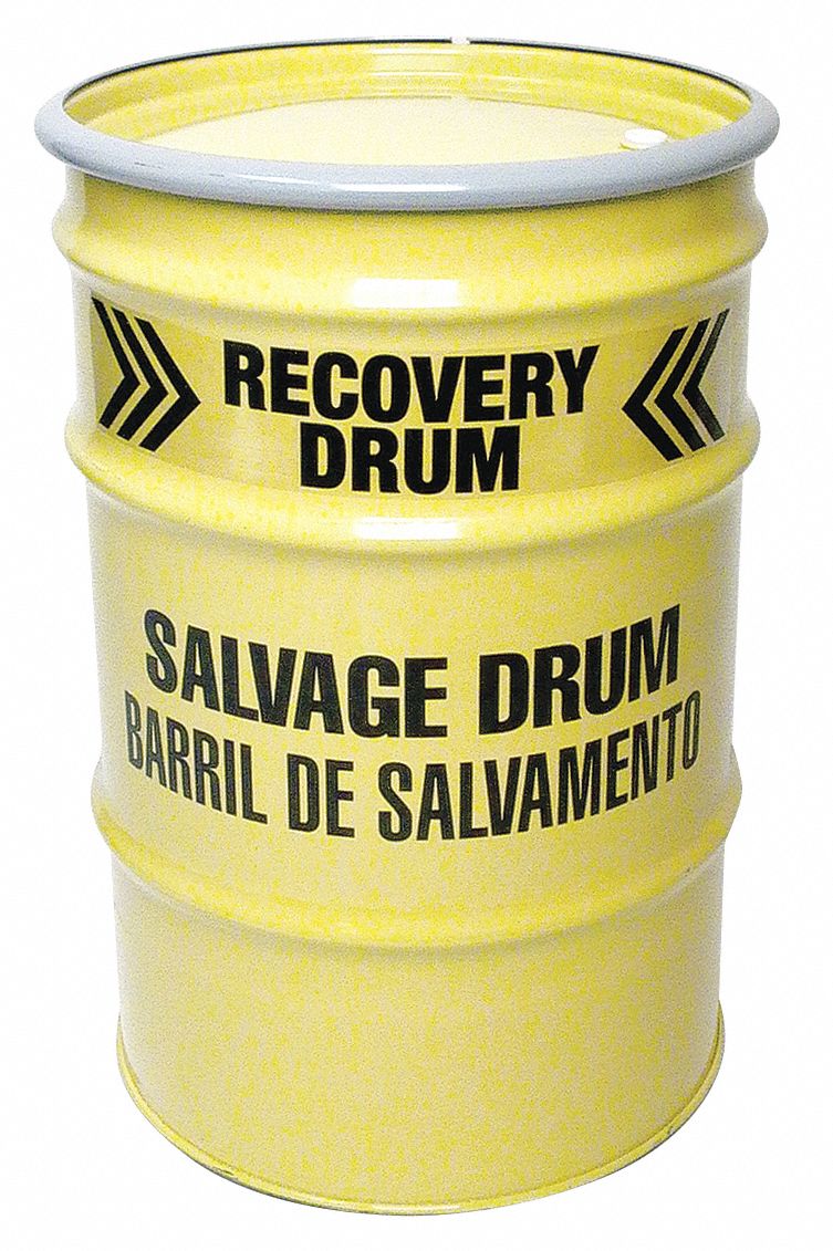 Salvage Drum: Steel, 30 gal, Bolt Ring, 18 ga / 18 ga / 18 ga, Epoxy Phenolic, Steel