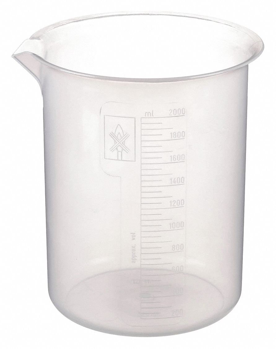 GRADUATED LOW FORM BEAKER,2000ML,PP,PK2