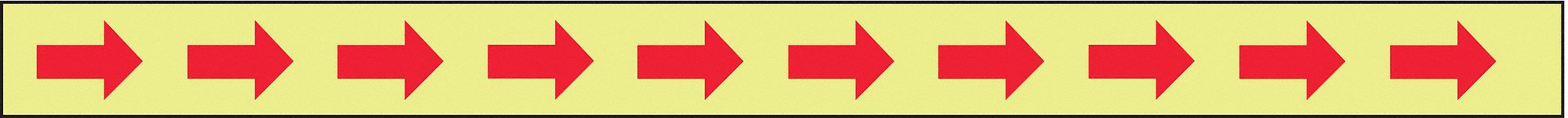Floor Marking Tape: Glow-in-the-Dark, Arrow, Red/Glow, 3 in x 15 ft, 10 mil Tape Thick