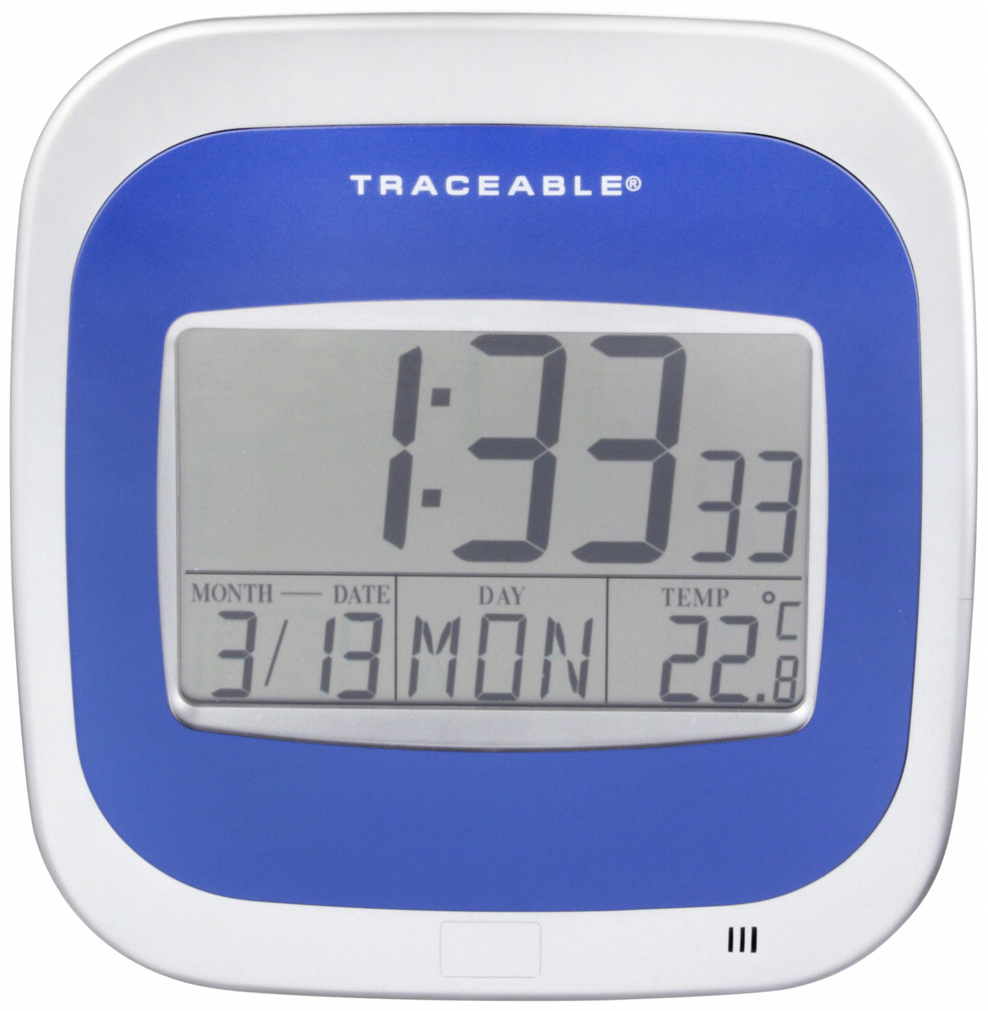 Digital Thermometer: Indoor, 23° to 122°F/-5° to 50°C, Time, Date/Day/Temp
