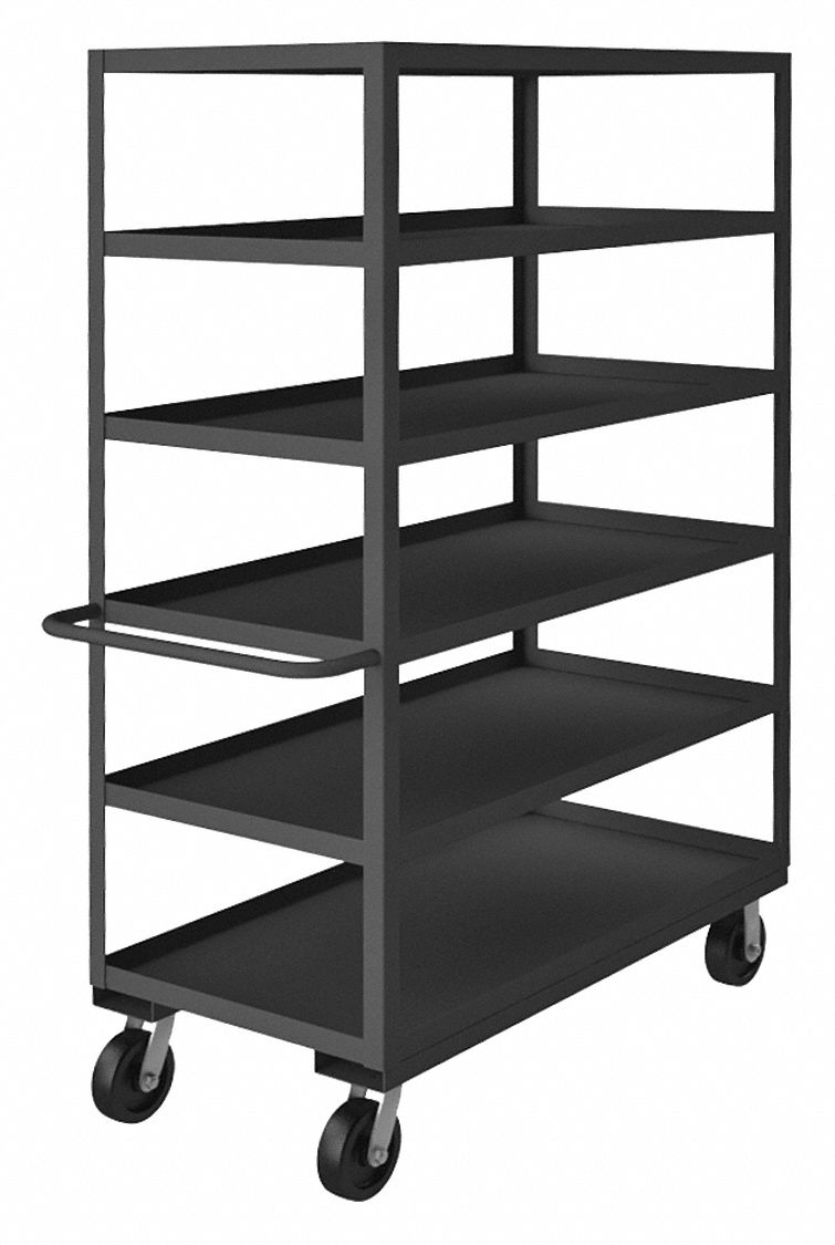 Utility Cart with Lipped Metal Shelves: 3, 000 lb Load Capacity, 48 in x 24 in, Flat