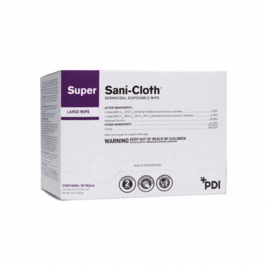 PDI Germicidal Disinfecting Wipes Packet, 50 ct Container Size, Ready to Use, Wipes, Alcohol