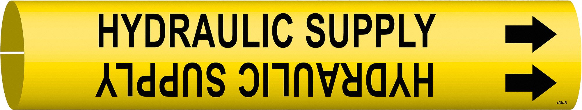 Pipe Marker: Hydraulic Supply, Yellow, Black, Fits 1 1/2 to 2 3/8 in Pipe O.D., 1 Pipe Markers
