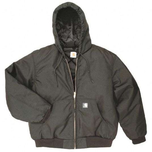 CARHARTT Hooded Jacket, Insulated, Black, S 9DVU1J133 BLK REG SML