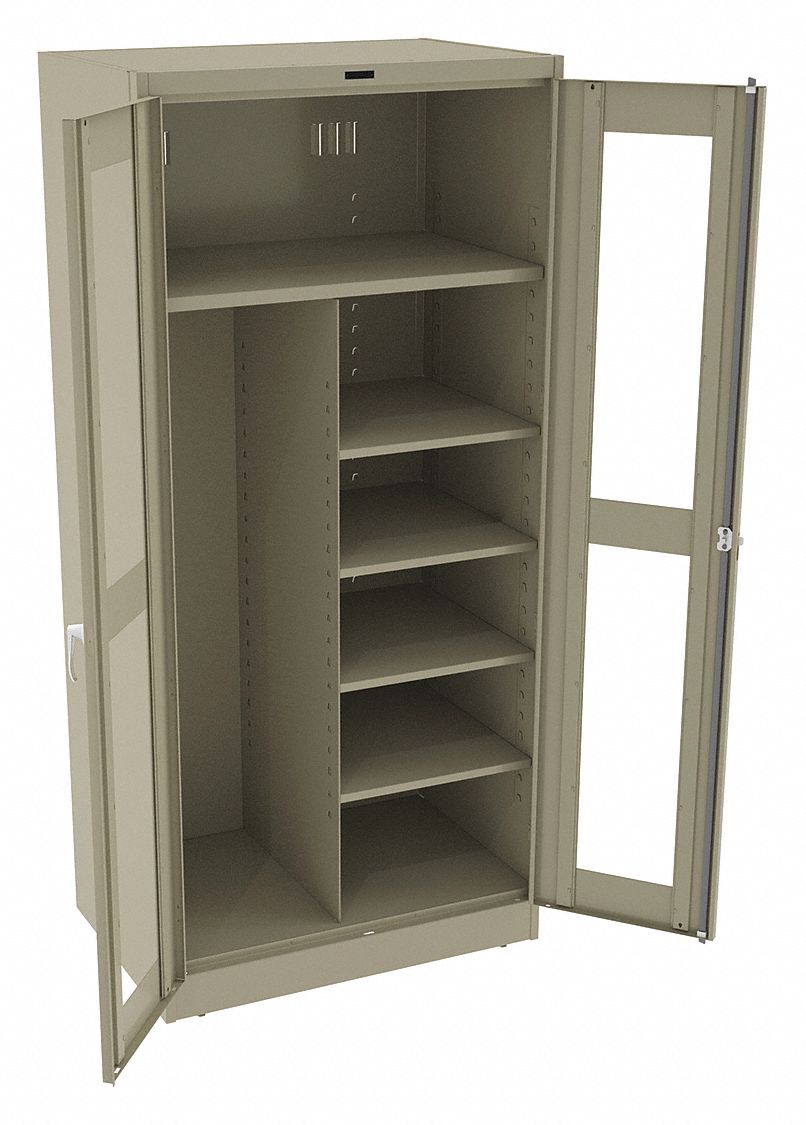 STORAGE CABINET, 36 IN X 24 IN X 78 IN, 5 SHELVES, SWING HANDLE/KEYED, 22 GA PANEL, ADJUSTABLE