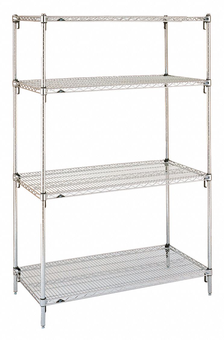 WIRE SHELVING UNIT,SILVER,63 IN H,SS