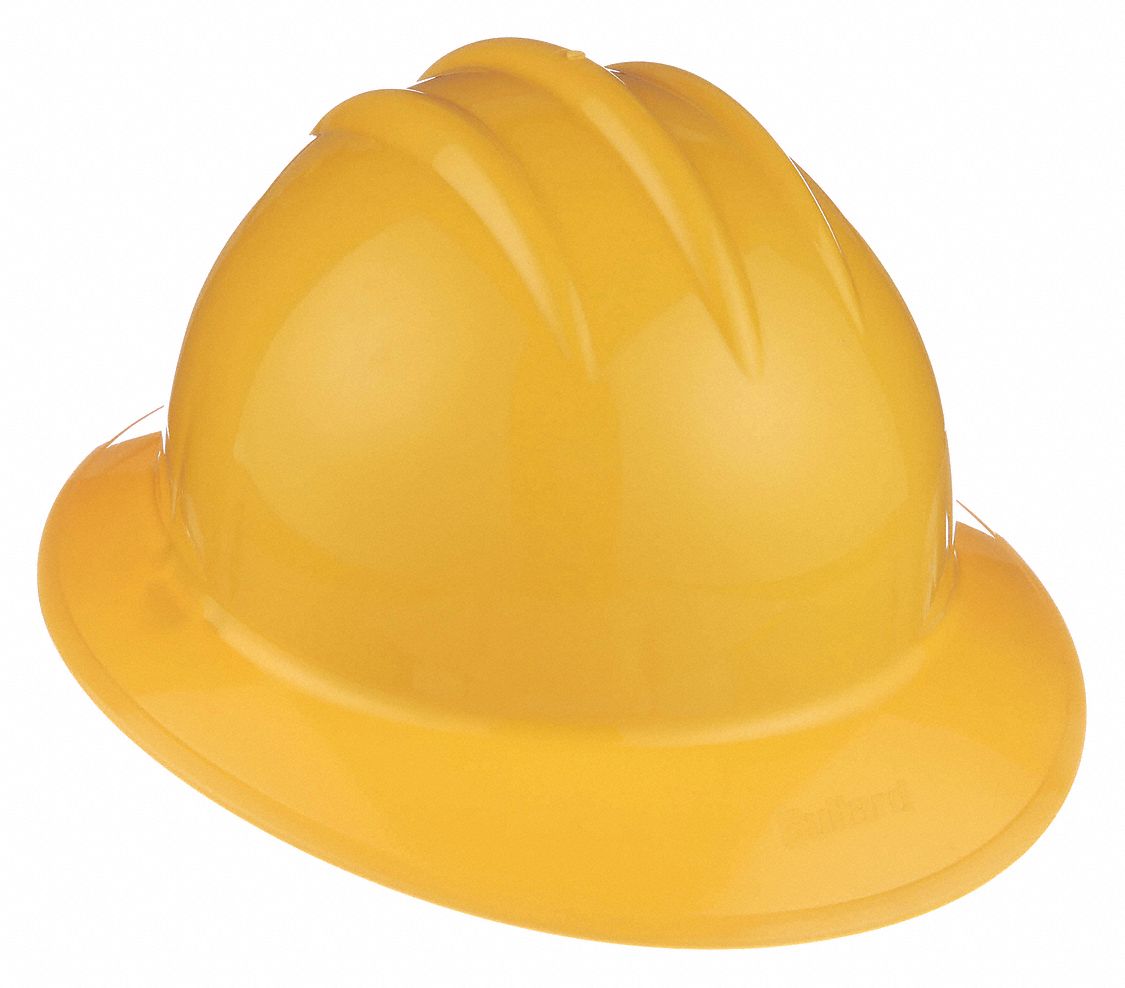 CASQUE SÉCURITÉ, CSA, Z94.1-2015, TYPE 1, CLASSE E/G, PEHD, CLIQUET 6 PTS, REBORD COMPLET, JAUNE