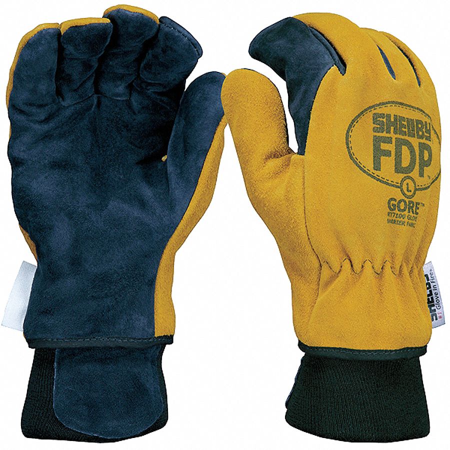 SHELBY Firefighters Gloves Wildland, Elastic, M, Brushed Pigskin