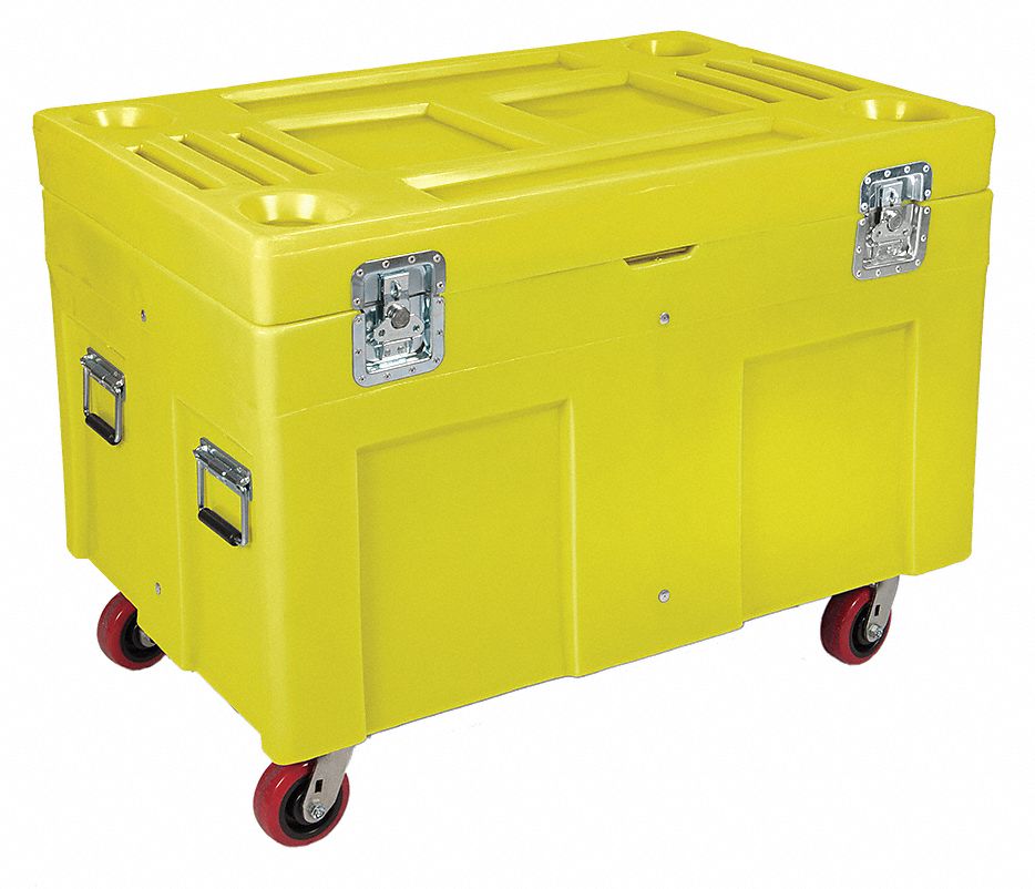 Mobile Storage Trunk: 112.2 gal, 30 in x 45 in x 34 in, Yellow, Plastic, Padlock