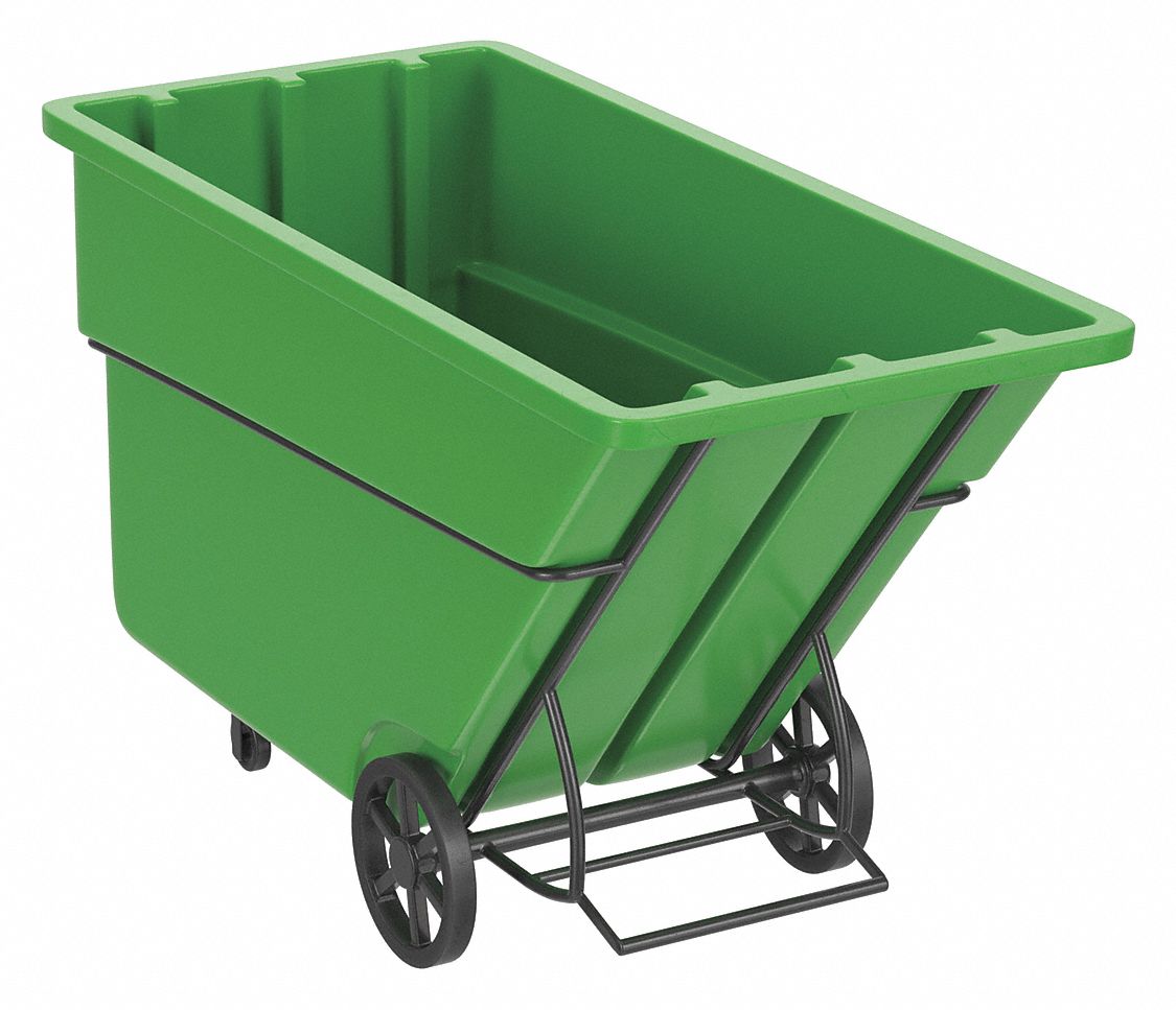 Plastic Tilt Truck: 29 cu ft Cubic Foot Capacity, 2, 100 lb Load Capacity, Green