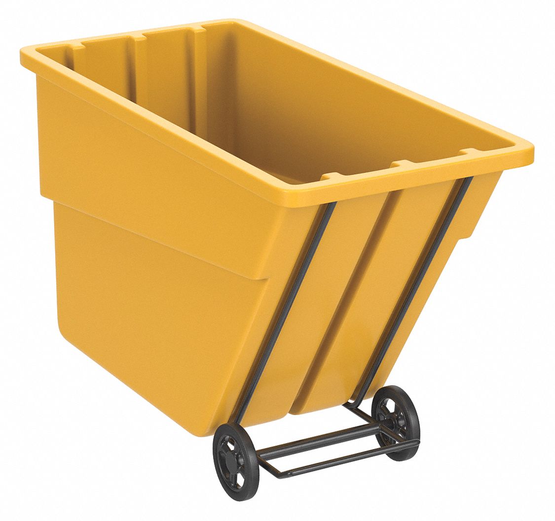 General Purpose Plastic Tilt Truck: 16 cu ft Cubic Foot Capacity, Orange, Raised