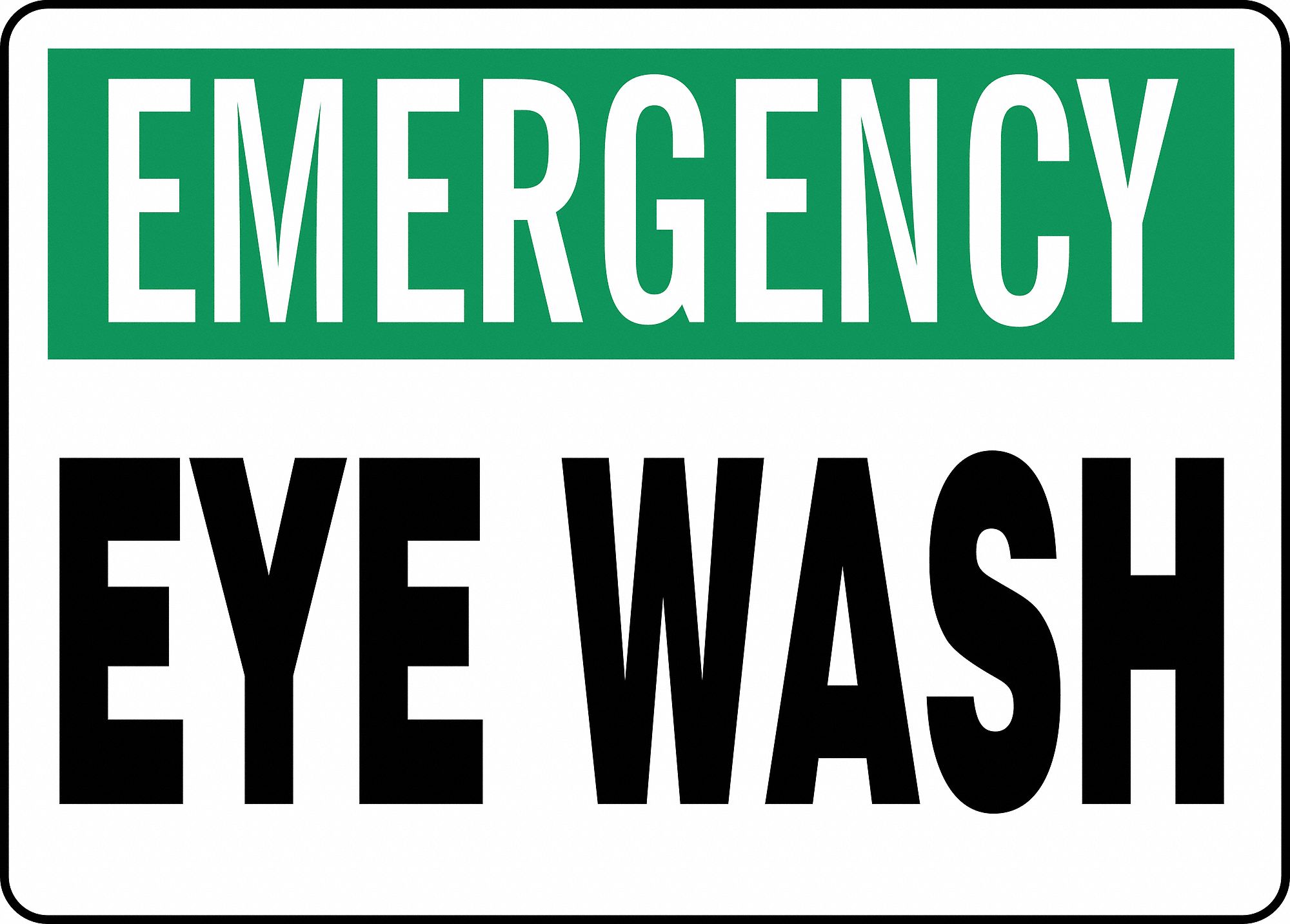 Eye Wash Sign,10 x 14In,GRN and BK/WHT