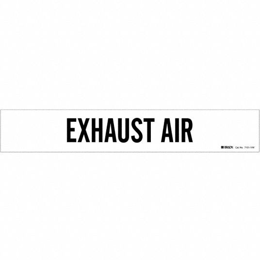 BRADY Pipe Marker Exhaust Air, White, Black, Fits 8 in and Larger Pipe