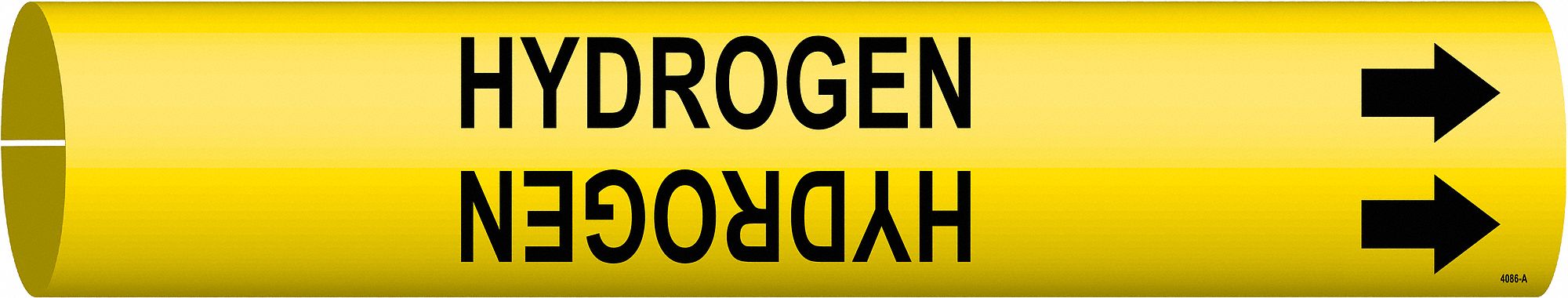 Pipe Marker: Hydrogen, Yellow, Black, Fits 3/4 to 1 3/8 in Pipe O.D., 1 Pipe Markers, With Arrows