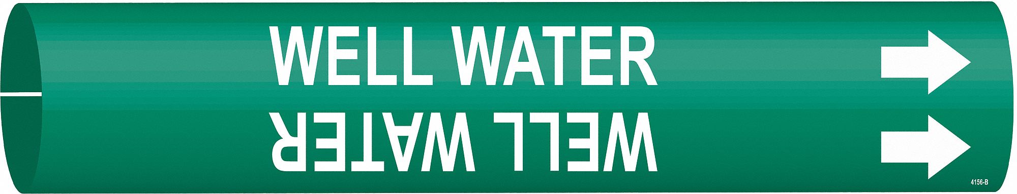 Pipe Marker: Well Water, Green, White, Fits 1 1/2 to 2 3/8 in Pipe O.D., 1 Pipe Markers, With Arrows