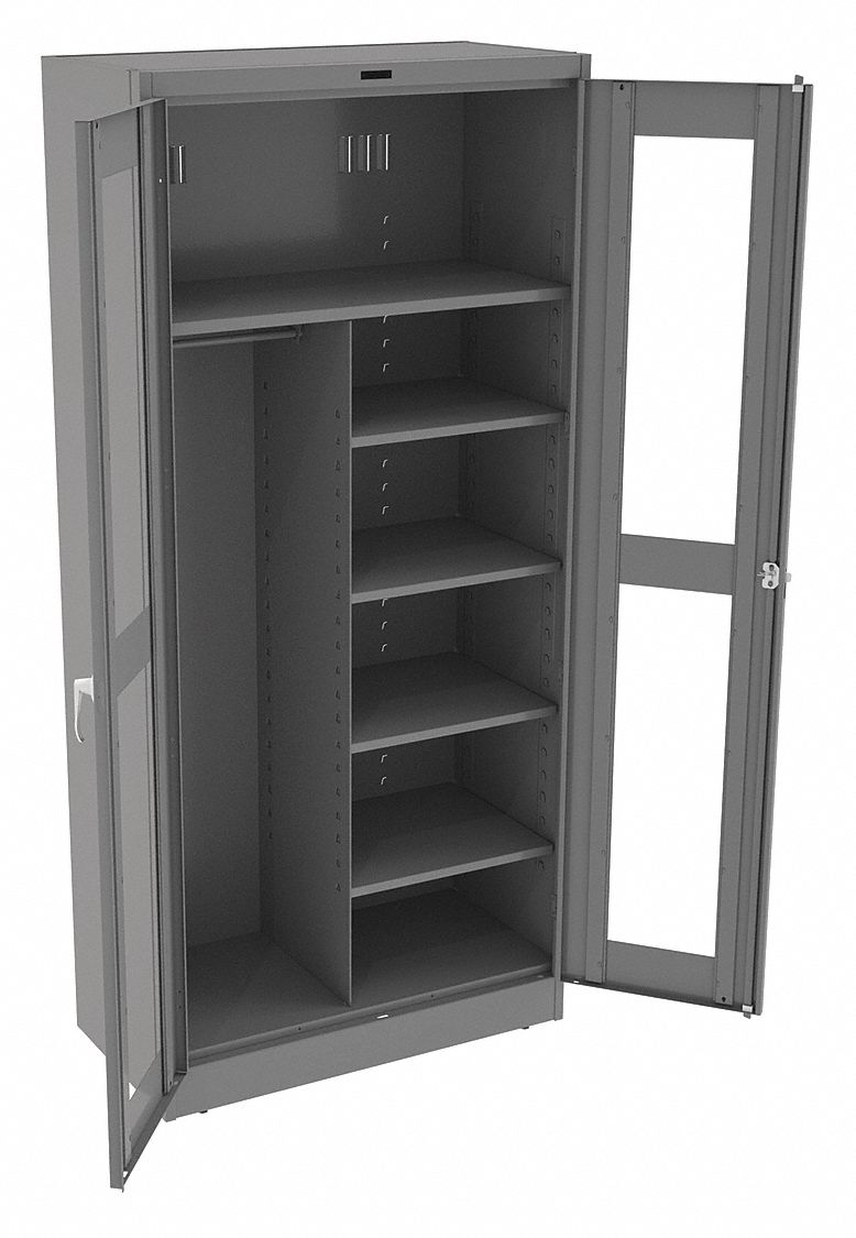 STORAGE CABINET, 36 IN X 18 IN X 78 IN, 5 SHELVES, SWING HANDLE/KEYED, 22 GA PANEL, ADJUSTABLE