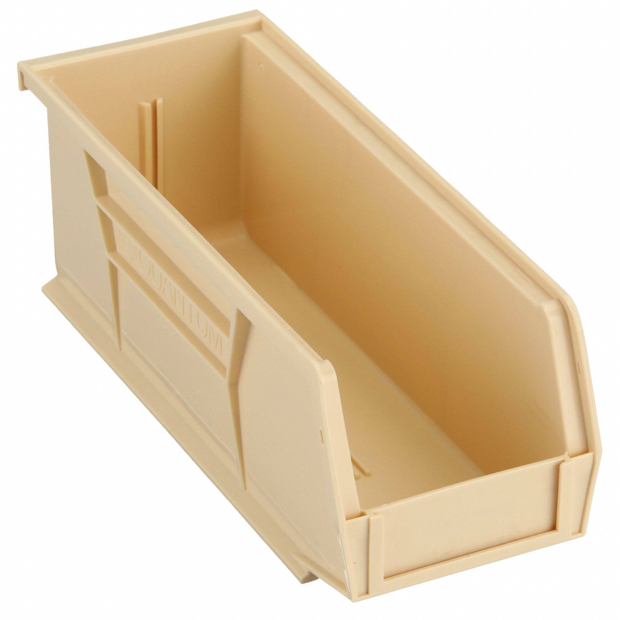 HANG AND STACK BIN, 4⅛ IN X 10⅞ IN X 4 IN, BEIGE, LABEL HOLDERS