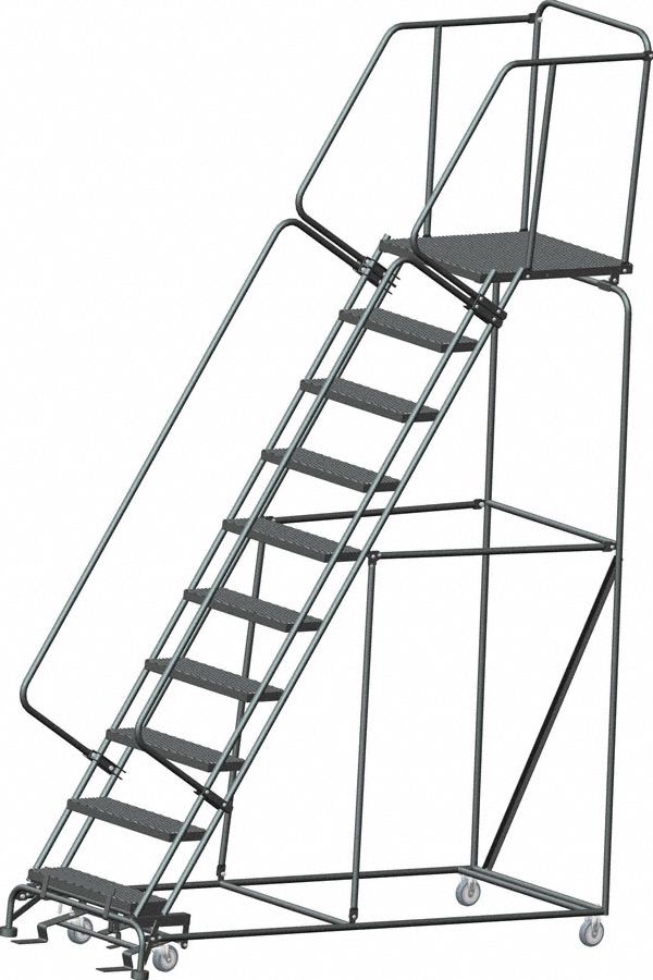 Ballymore 10 Step Rolling Ladder Expanded Metal Step Tread 133 In Overall Height 450 Lb Load 