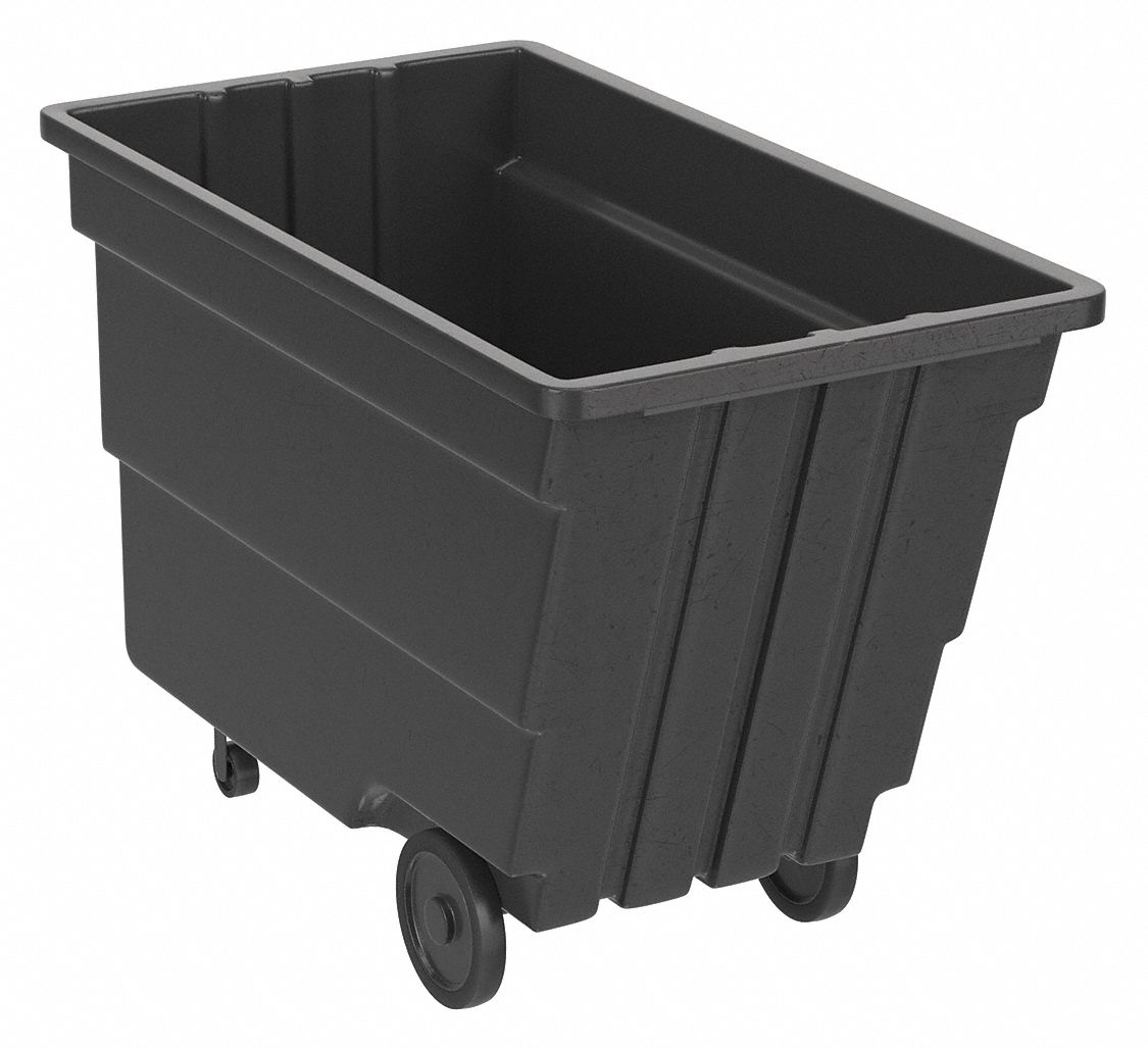 General Purpose Plastic Tilt Truck: 50 cu ft Cubic Foot Capacity, Black, Raised