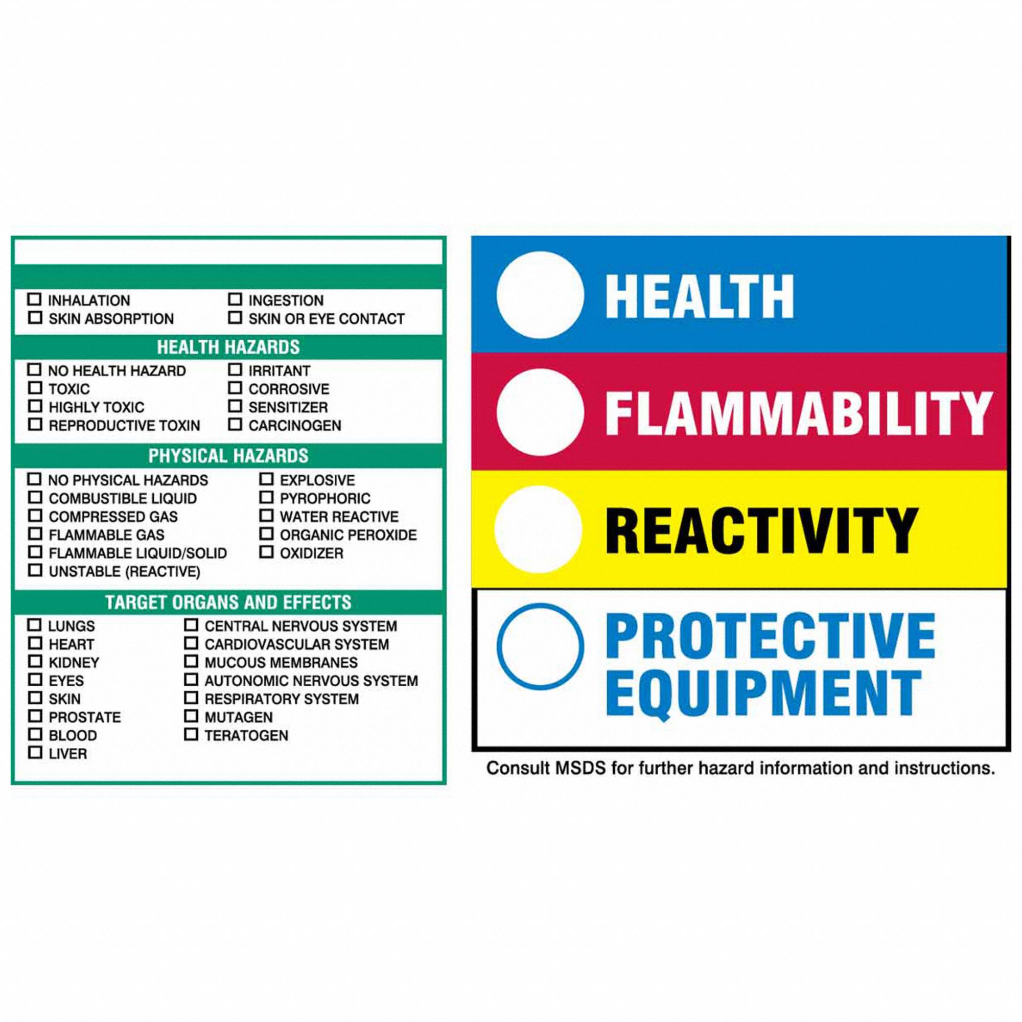 HMIG Label: 6 in Ht, 6 in Wd, 0.0038 in Thick, Paper, Adhesive, 6 in x 6 in, 100 PK