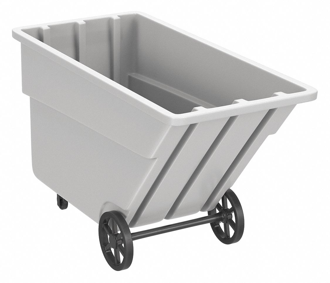 General Purpose Plastic Tilt Truck: 29 cu ft Cubic Foot Capacity, White, Raised